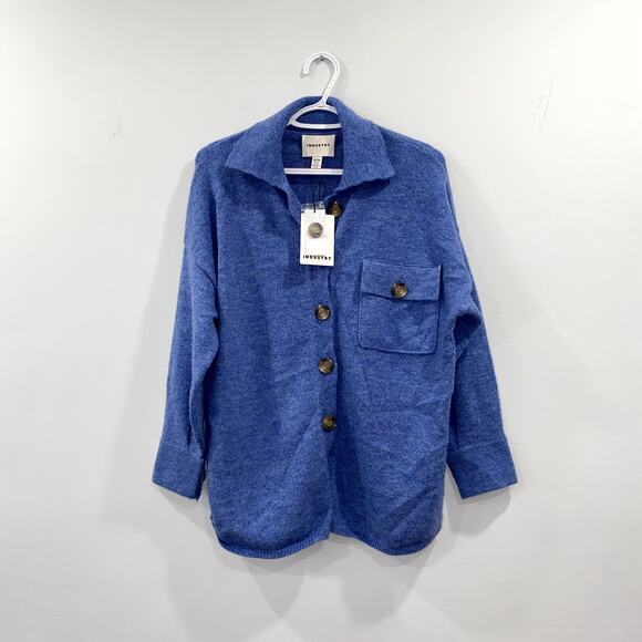 NWT INDUSTRY Blue Heather Button Front Shirt Jacket XS - Picture 3 of 9